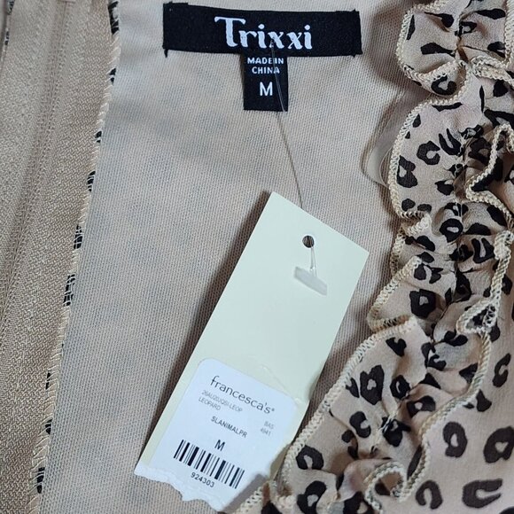 NEW NWT TRIXXI Francescas Tan Black Animal Print Romper Womens Size M Medium - Picture 3 of 6